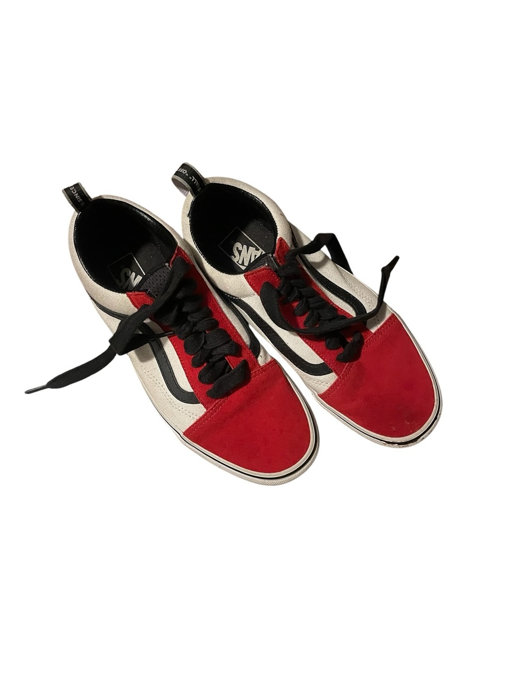 Vans Red & White Low-Top Skate Sneakers